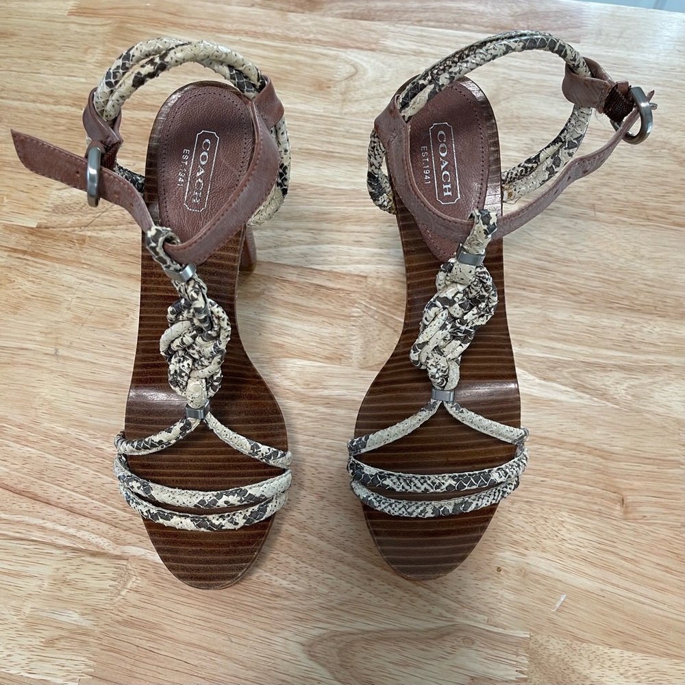 Coach Snakeskin and Brown Women's Sandals